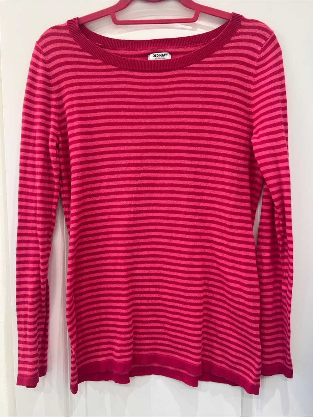 Old Navy Pink Striped Crew Neck ⭐️ 100% Cotton⭐️ Sweater